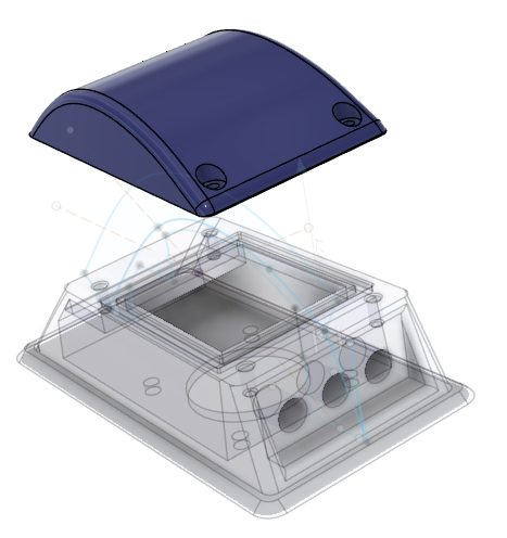 3D model of a transparent aerogland body and lid CAD