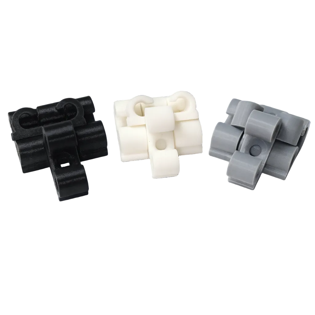 three colours of solar cable clips white, grey, black